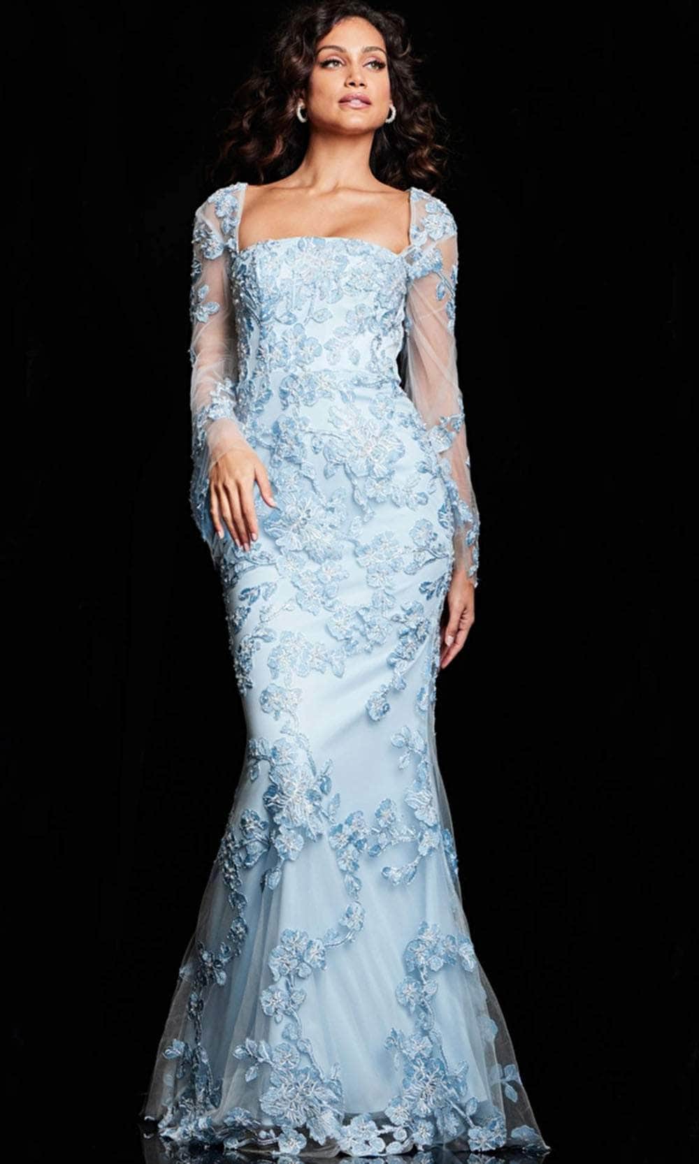Jovani 220520 - Straight-Across Neck Embroidered Dress - designer formal gown at Silhouette Dresses