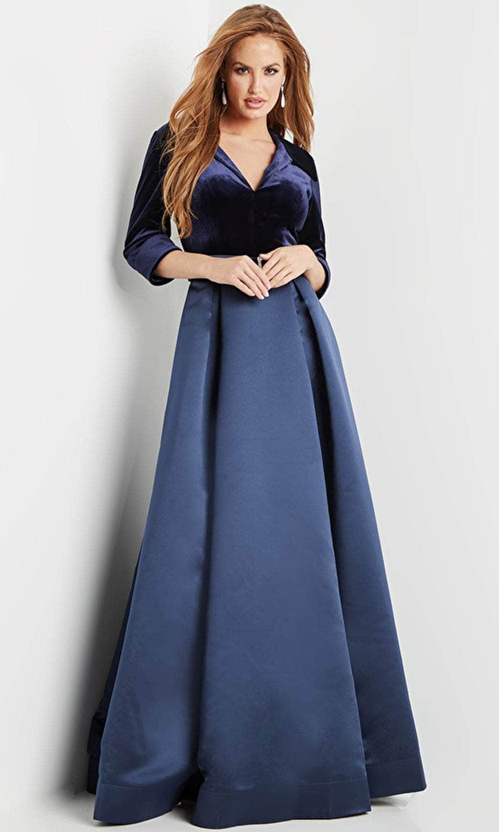 Jovani 22563 - Satin Skirt Evening Dress - back view