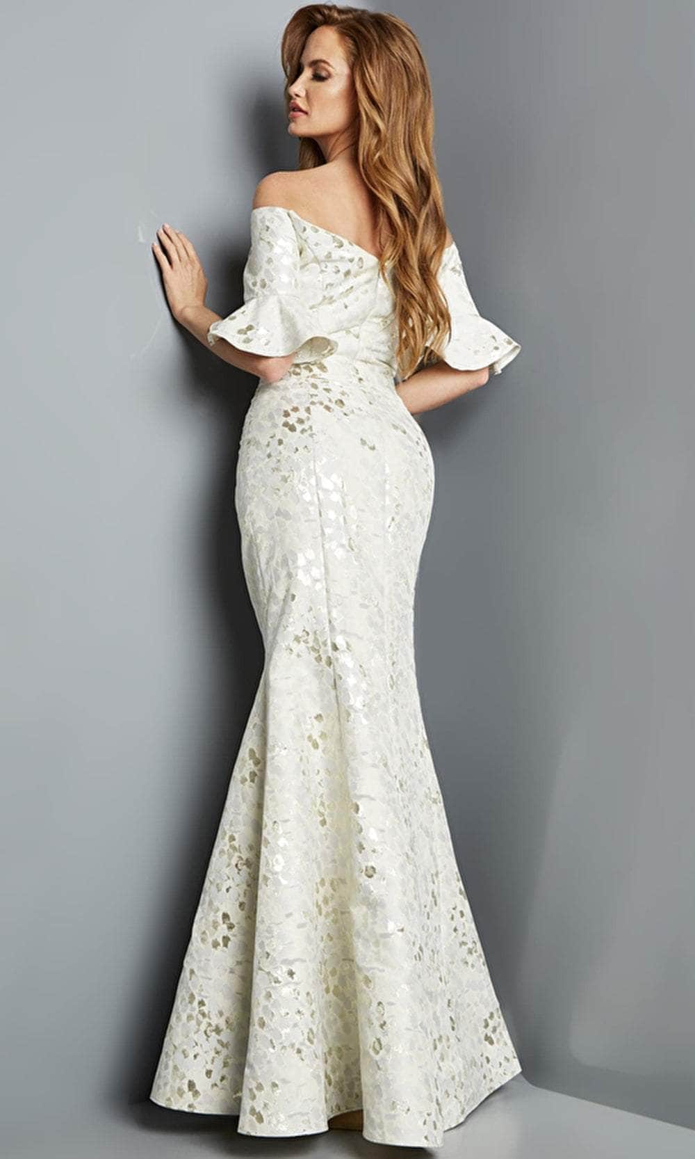 Jovani 22912SC - Sweetheart Metallic Jacquard Evening Gown - back view