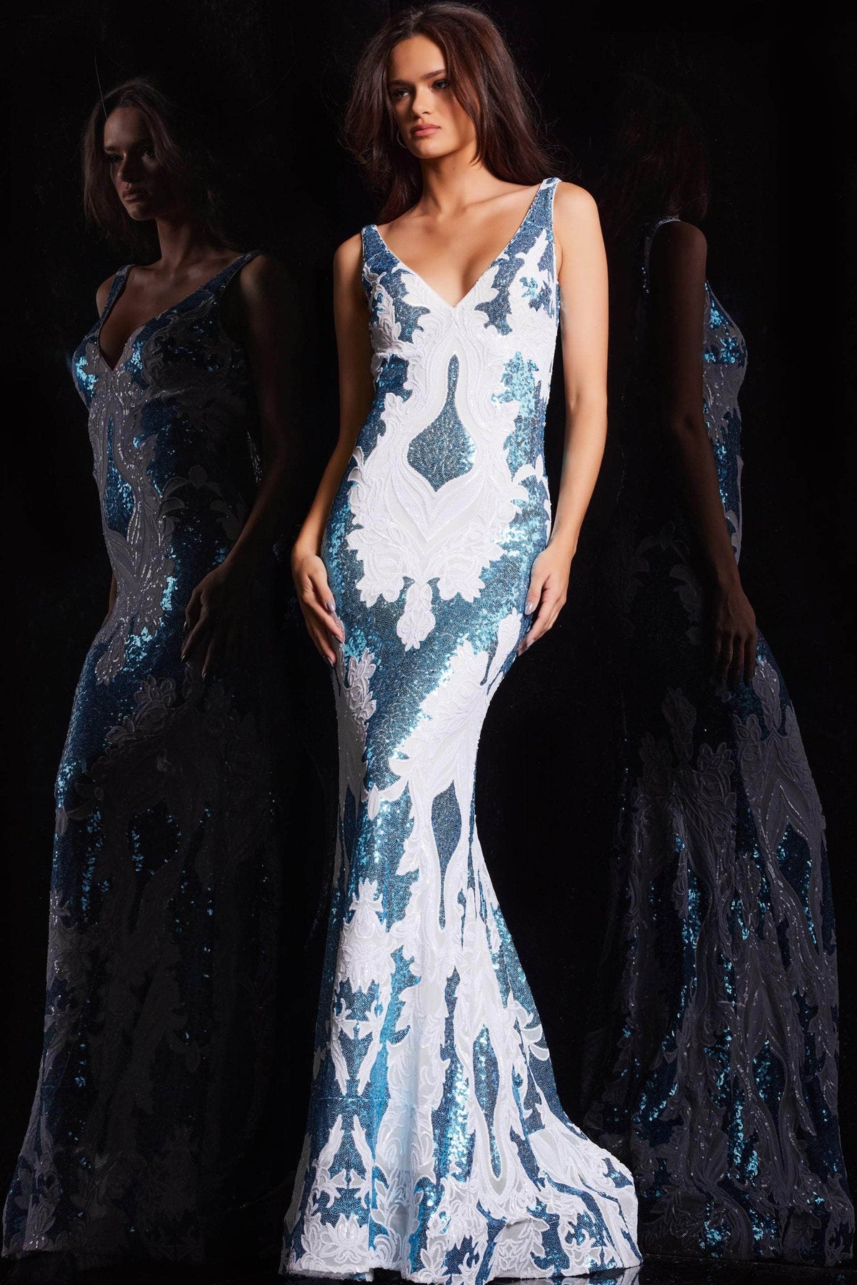 Jovani 23319 - Scoop Back Sequined Long Gown - view 4