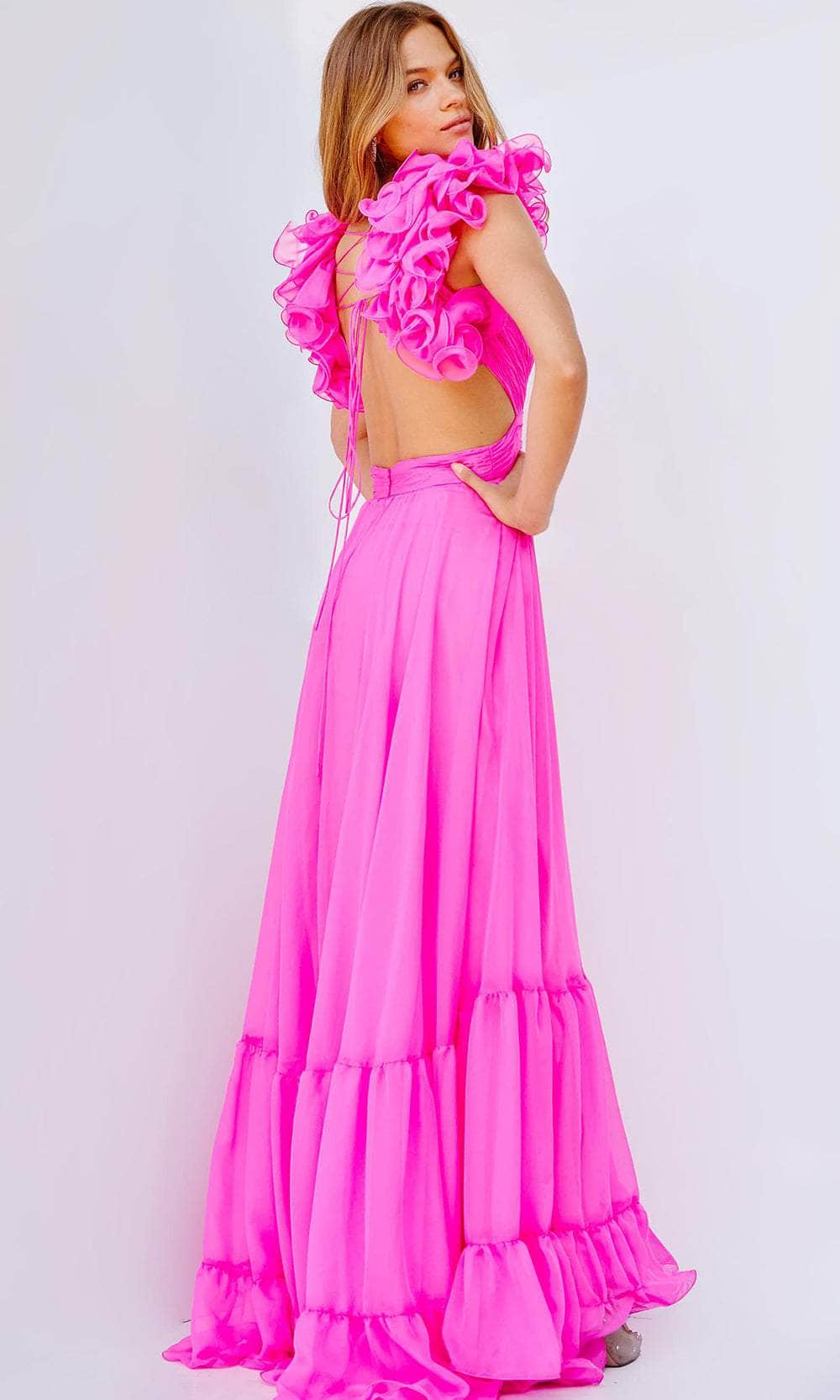 Jovani 23322 - Ruffled Shoulder A-Line Prom Dress - view 6