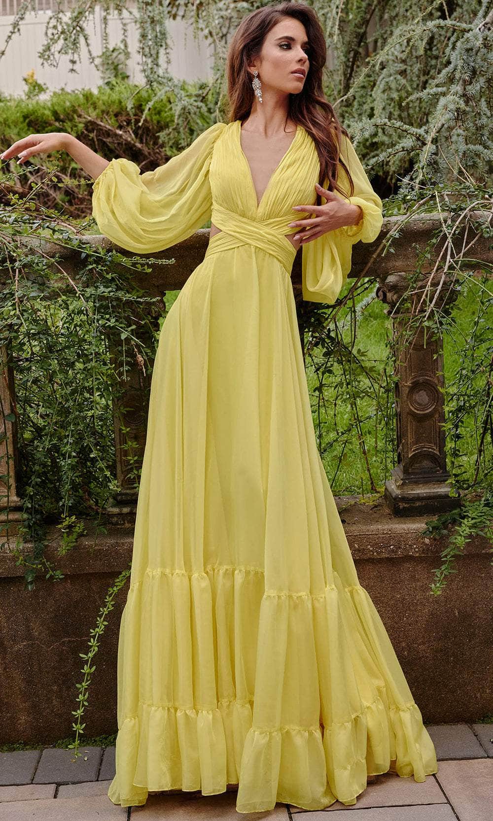 Jovani 23325 - Bishop Sleeve A-Line Prom Gown - detail view
