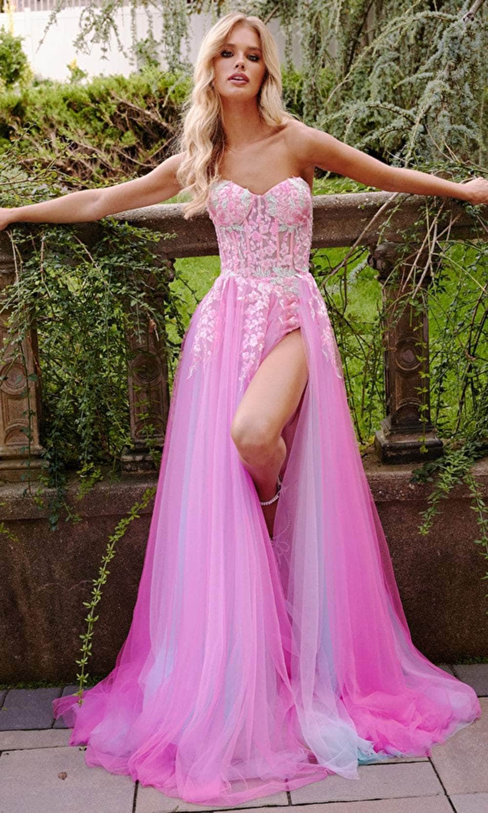 Jovani 23713 - Strapless Appliqued Prom Dress - designer prom dress at Silhouette Dresses