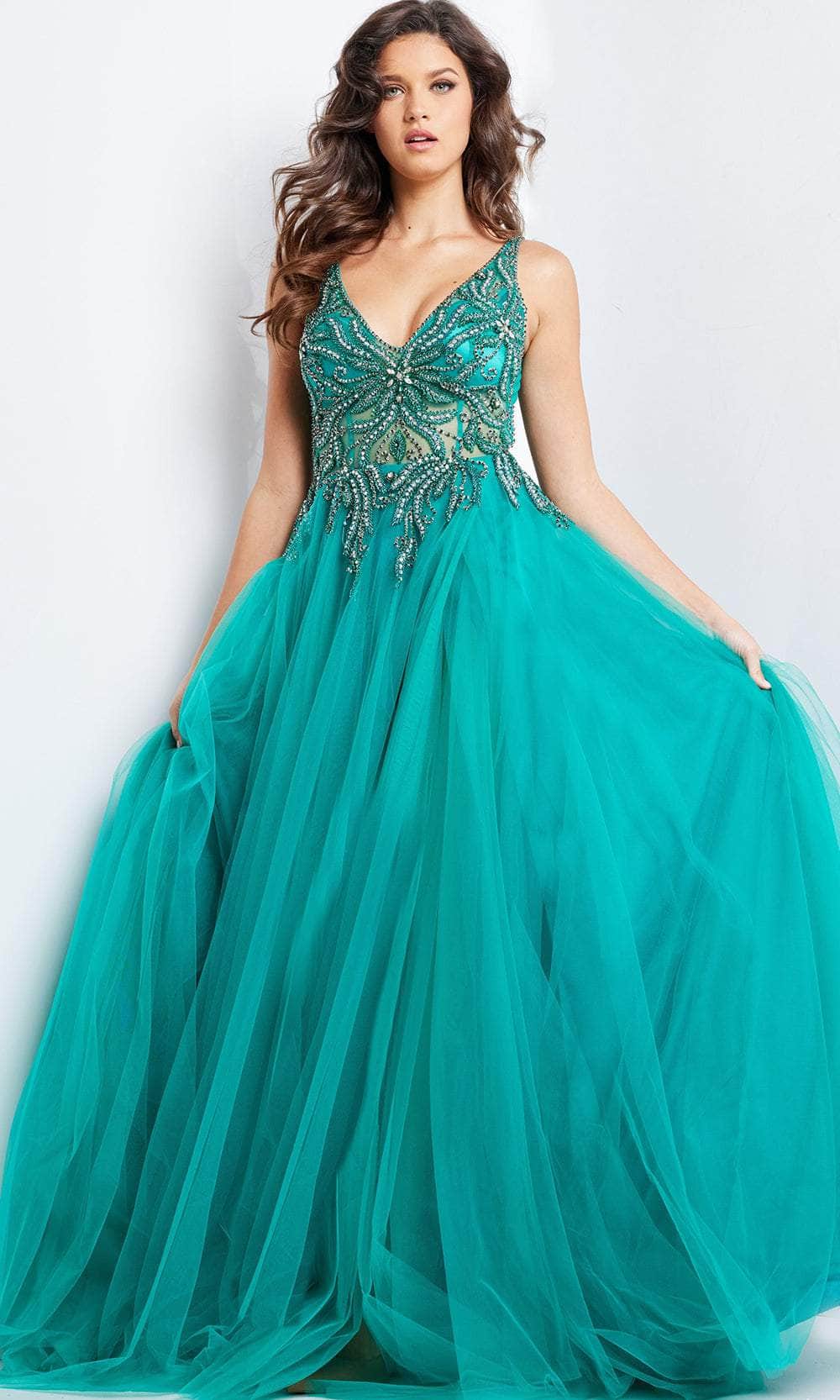 Jovani 23962 - Beaded Illusion Ballgown - back view