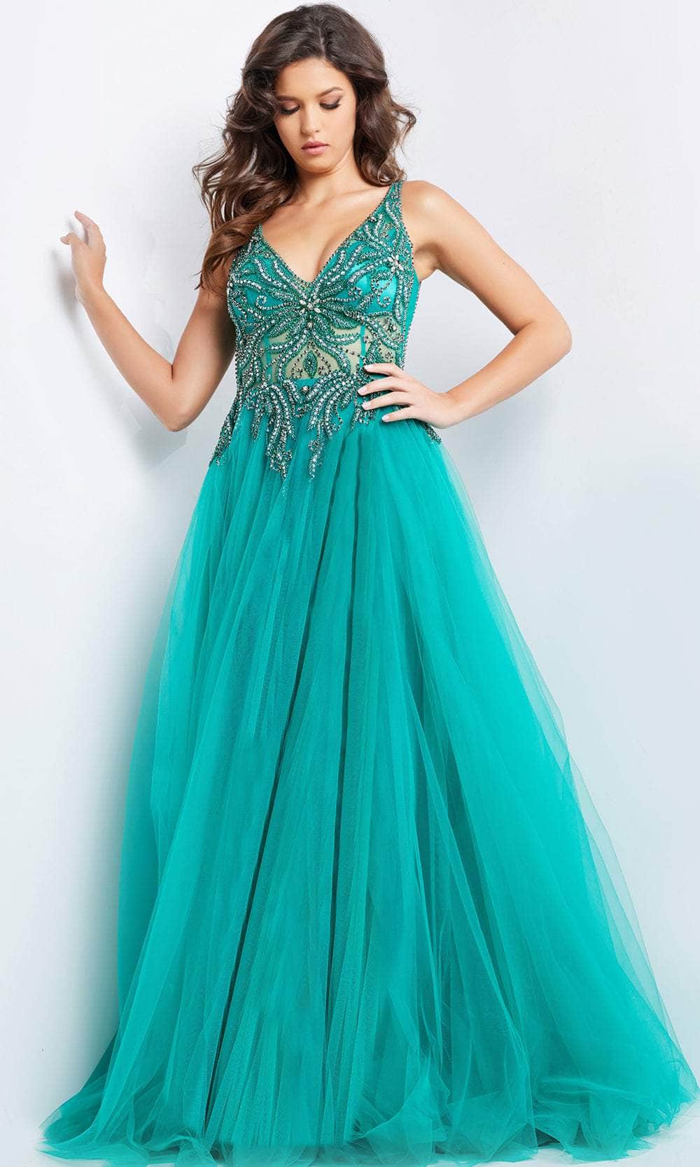 Jovani 23962 - Beaded Illusion Ballgown - detail view