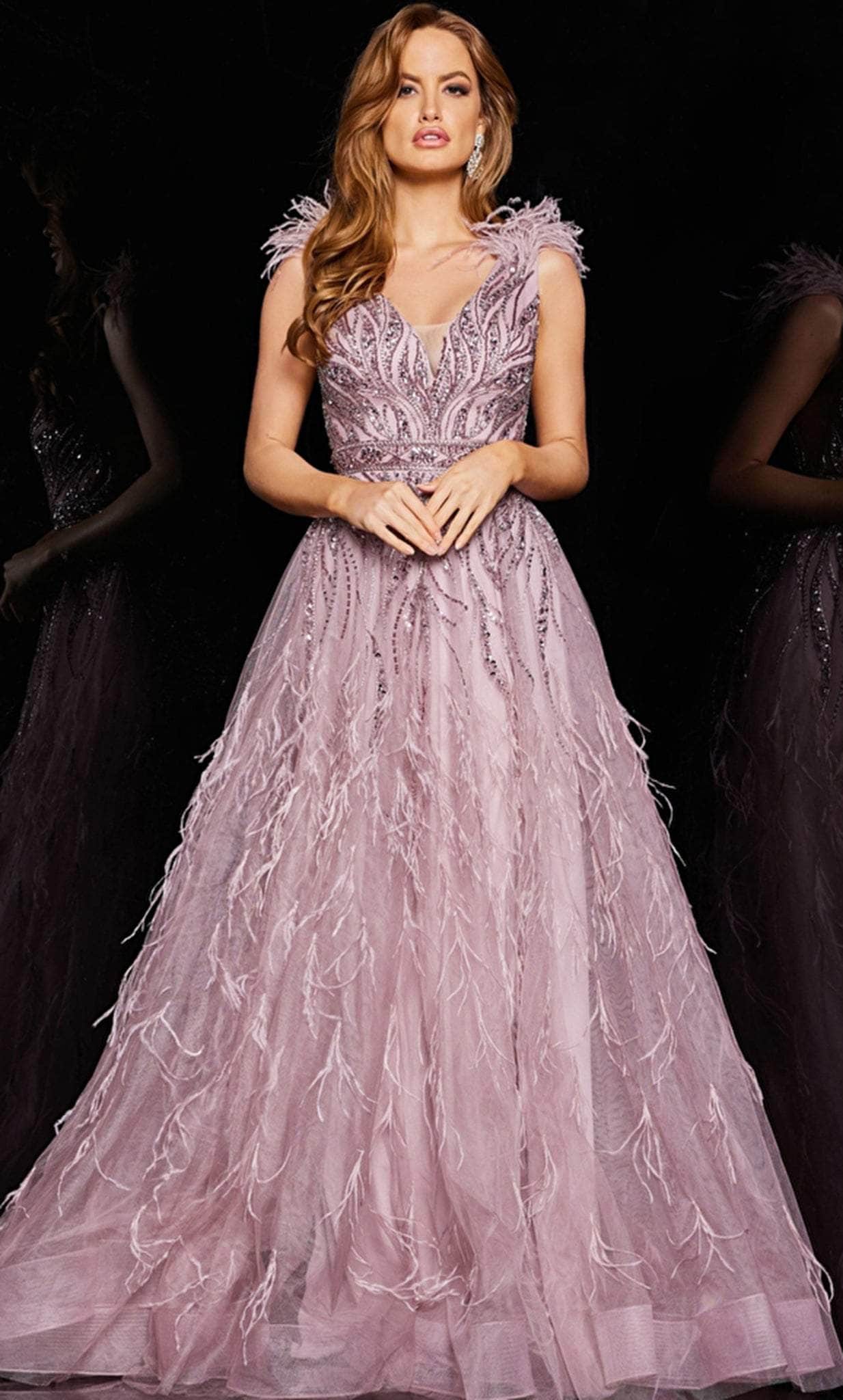 Jovani 24000 - Fringed Illusion A-line Gown - detail view