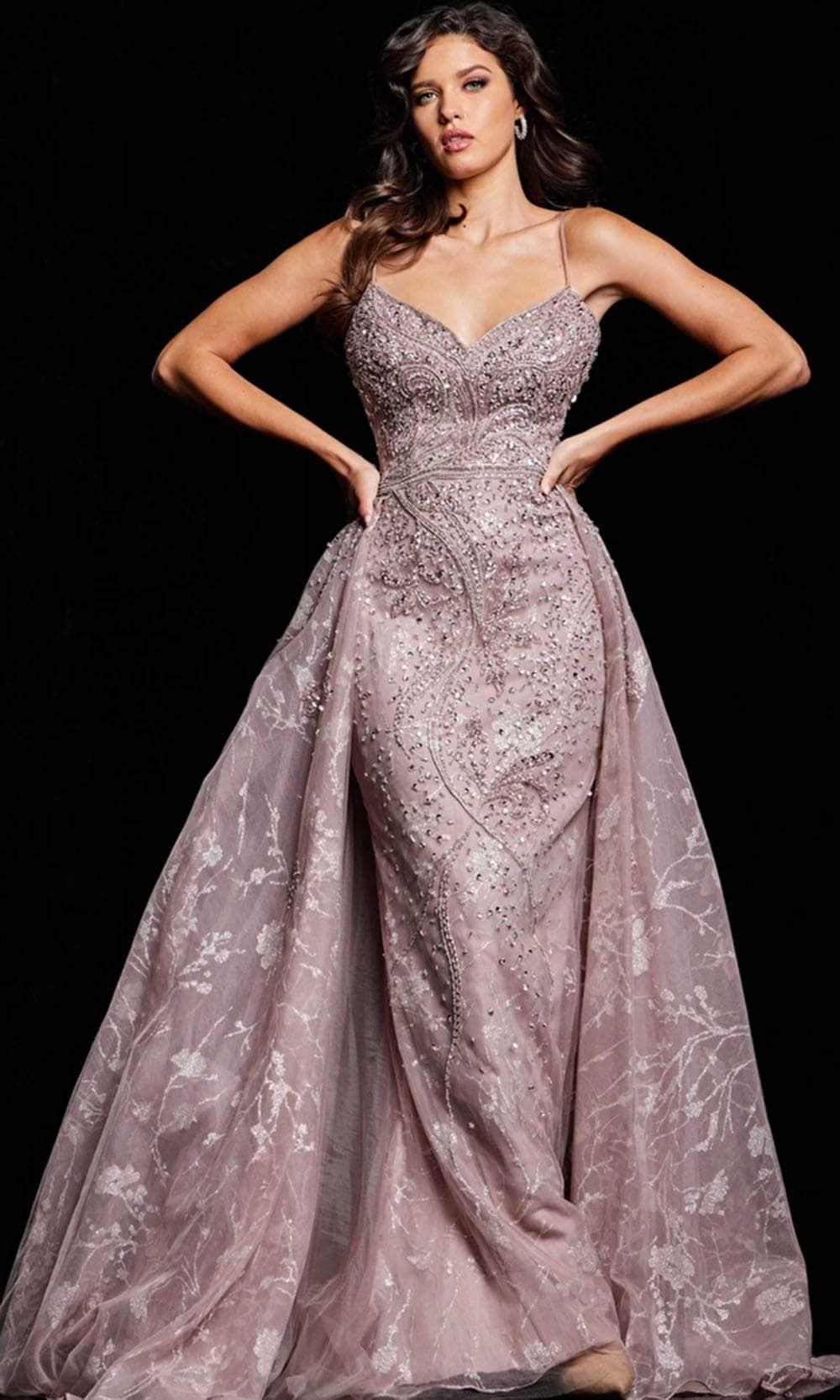 Jovani 24001 - V-Neck Column Dress - back view