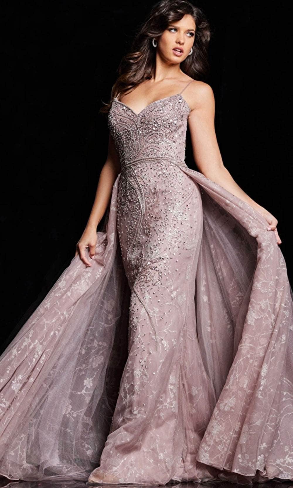 Jovani 24001 - V-Neck Column Dress - detail view