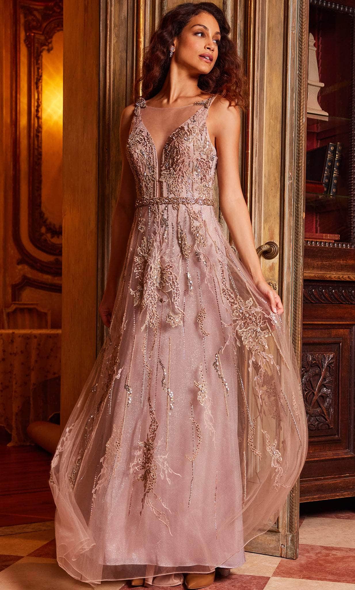 Jovani 24057 - Illusion Bateau Beaded Evening Gown - designer prom dress at Silhouette Dresses