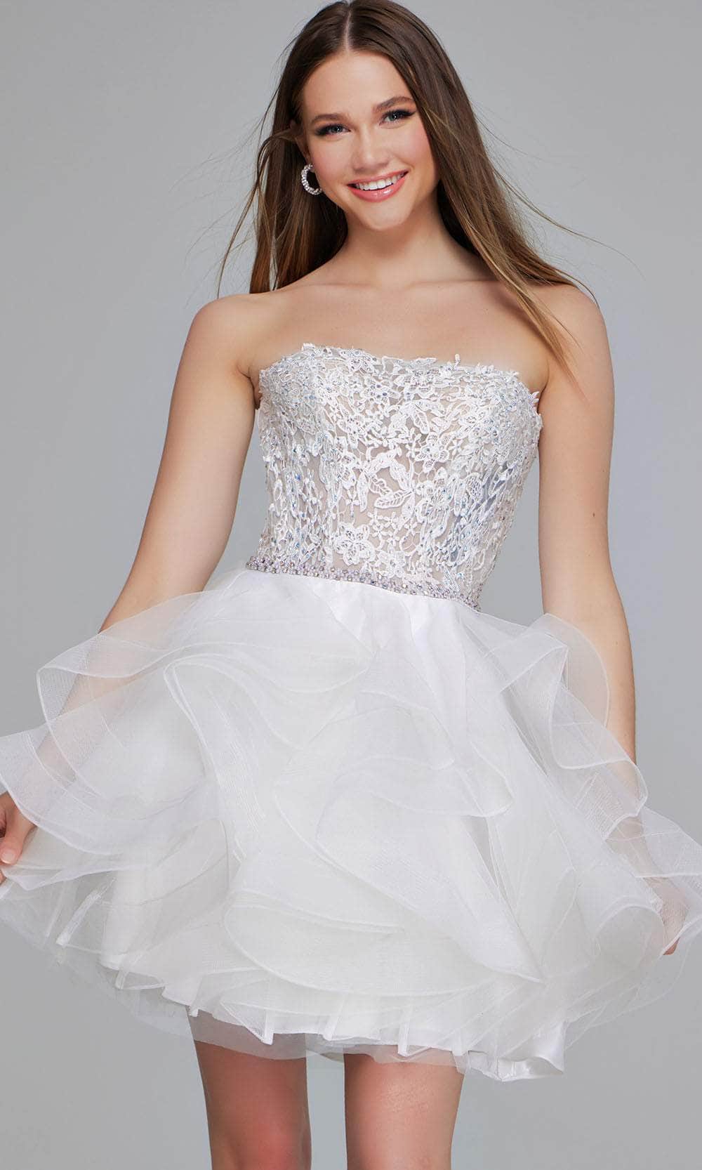 Jovani 24371 - Strapless Tulle Cocktail Dress - back view