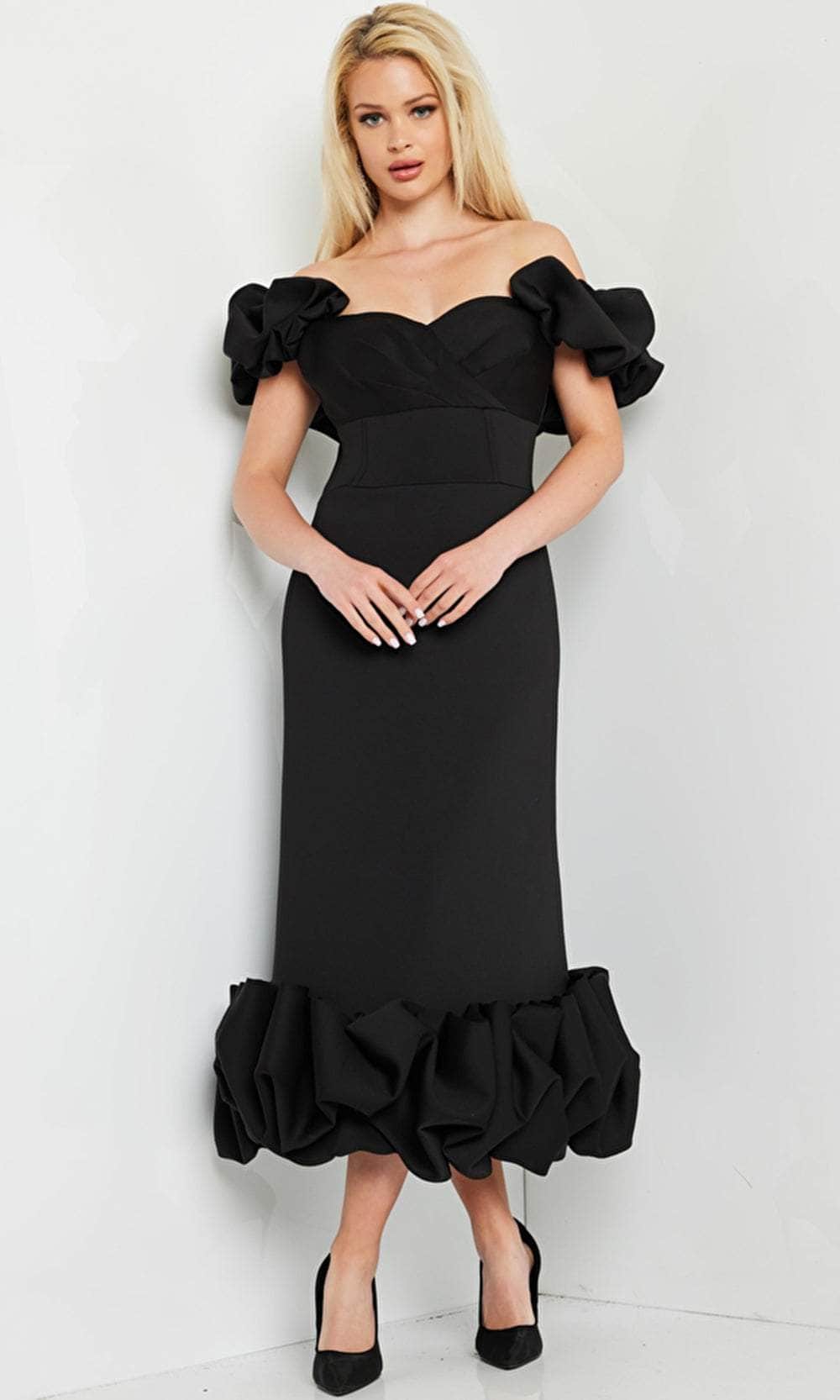 Jovani 24535 - Sweetheart Off-Shoulder Tea-Length Dress - designer cocktail dress at Silhouette Dresses