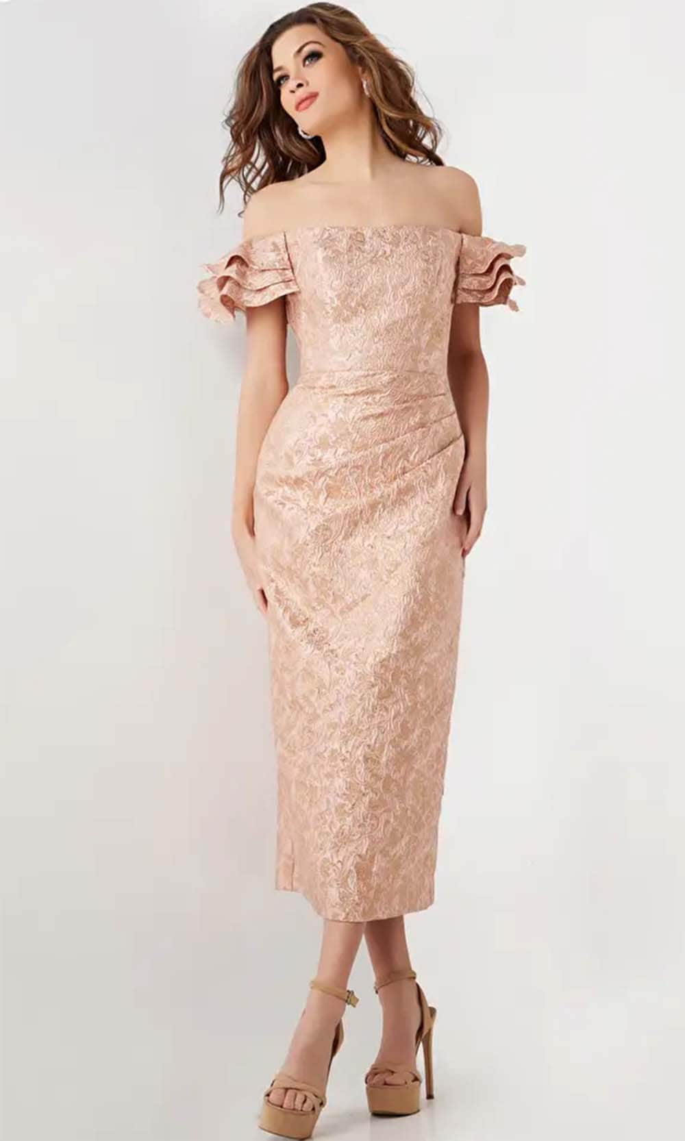 Jovani 25667 - Straight-Across Tea-length Dress - detail view