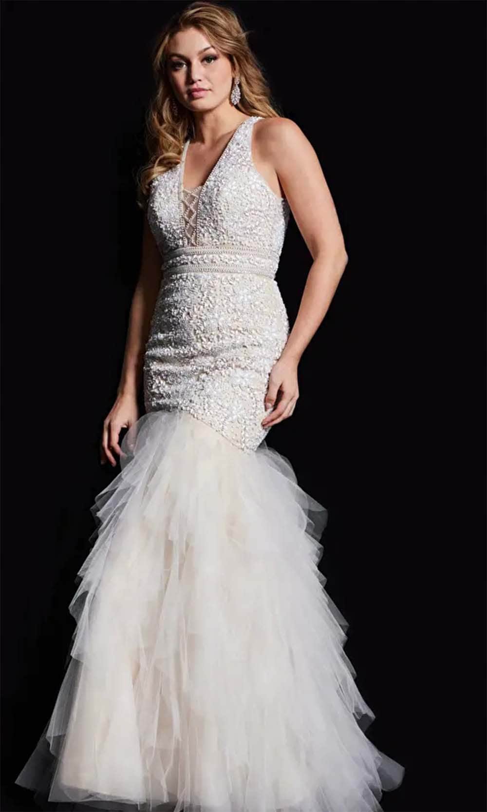 Jovani 25854 - Sleeveless Mermaid Prom Dress - detail view