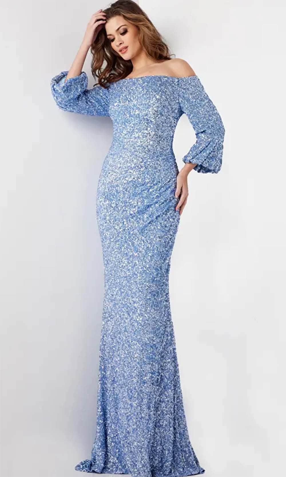 Jovani 25949 - Sequin Off-Shoulder Prom Gown - back view
