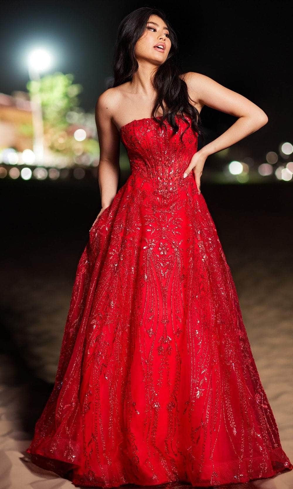 Jovani 26109 - Strapless Intricate Beaded Prom Gown - back view