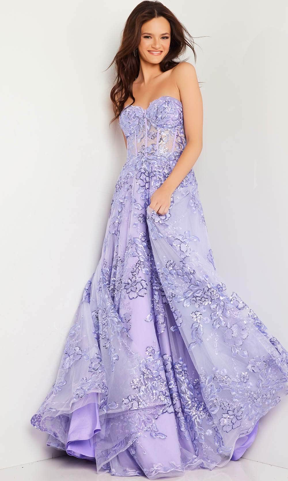 Jovani 26223 - Floral Illusion Ballgown - designer ball gown at Silhouette Dresses