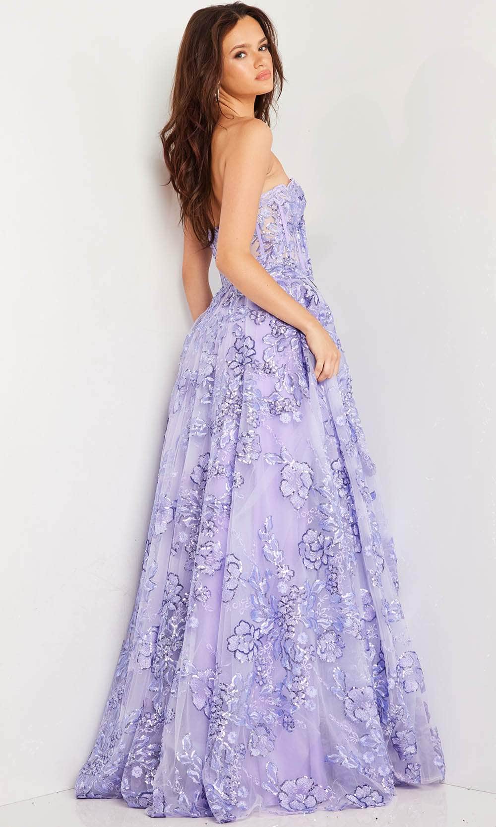 Jovani 26223 - Floral Illusion Ballgown - back view