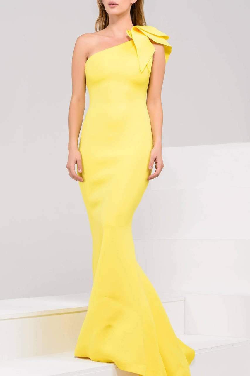Jovani - 32602 Bow Accented Asymmetrical Junior Prom Mermaid Gown - view 15