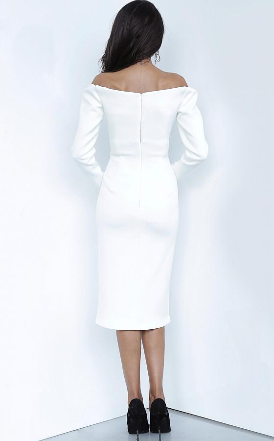 Jovani - 3570 Off-Shoulder Long Sleeves Dress - back view