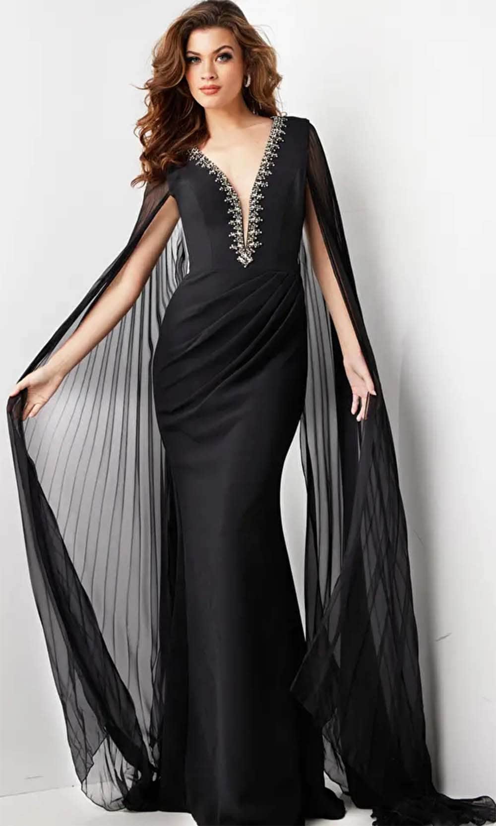 Jovani 36473 - Rhinestone Embellished Plunging V-Neck Prom Dress - designer evening gown at Silhouette Dresses