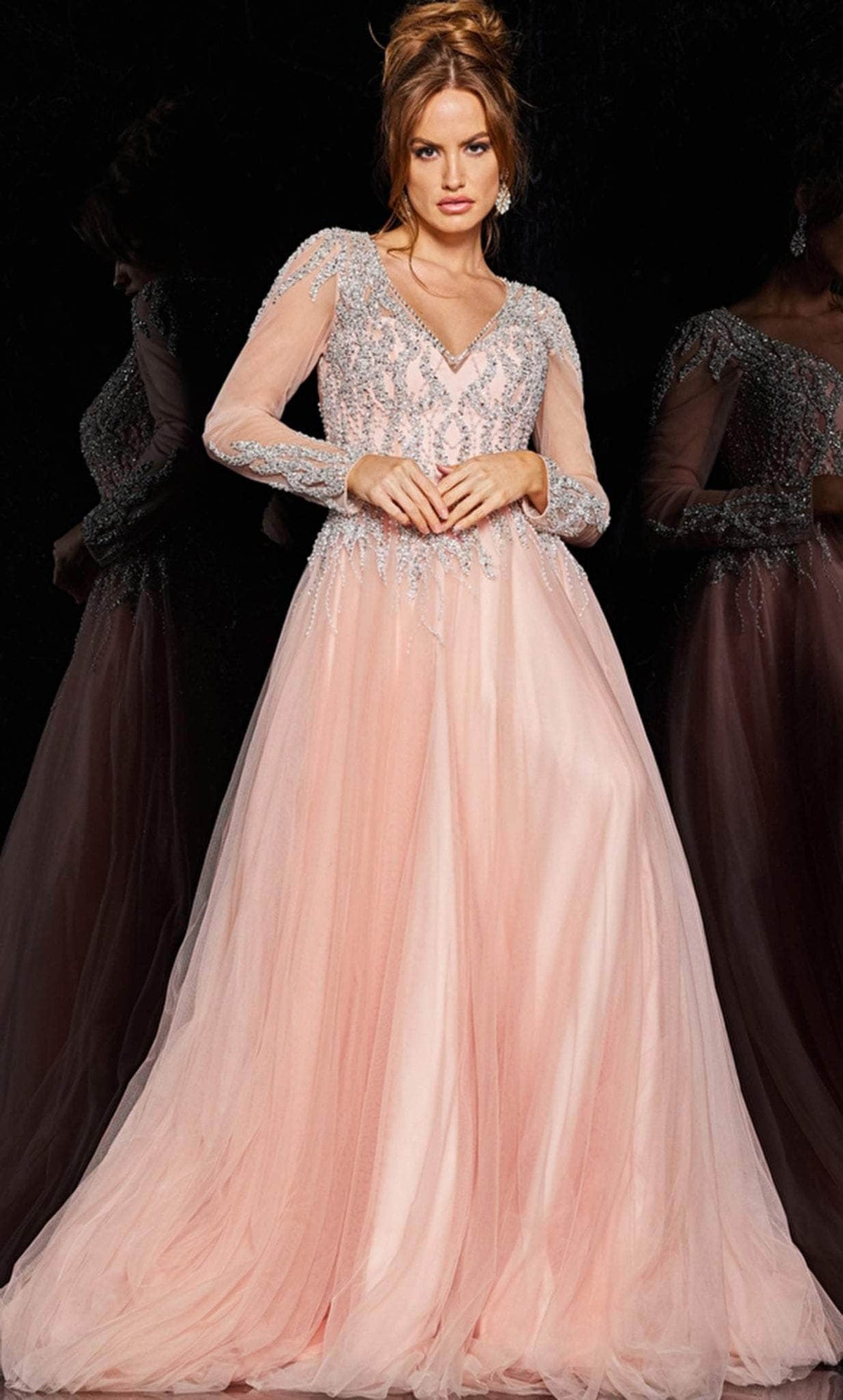 Jovani 36533 - Sheer Embellished A-line Gown - designer formal gown at Silhouette Dresses