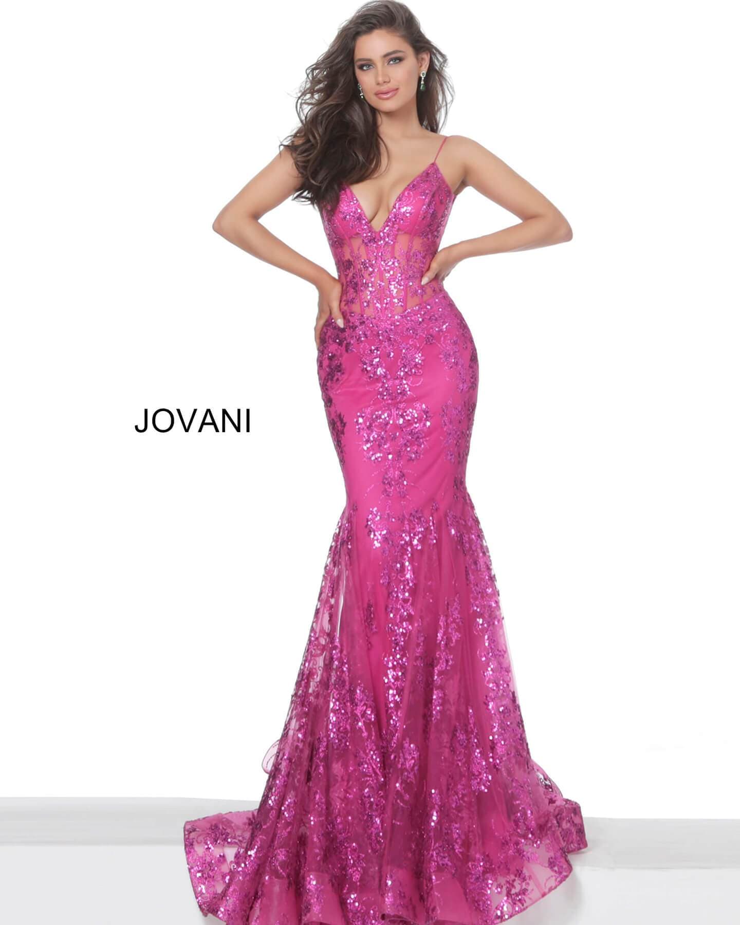 Jovani - 3675 Sequined Illusion Corset Simple Prom Mermaid Gown - designer pageant gown at Silhouette Dresses