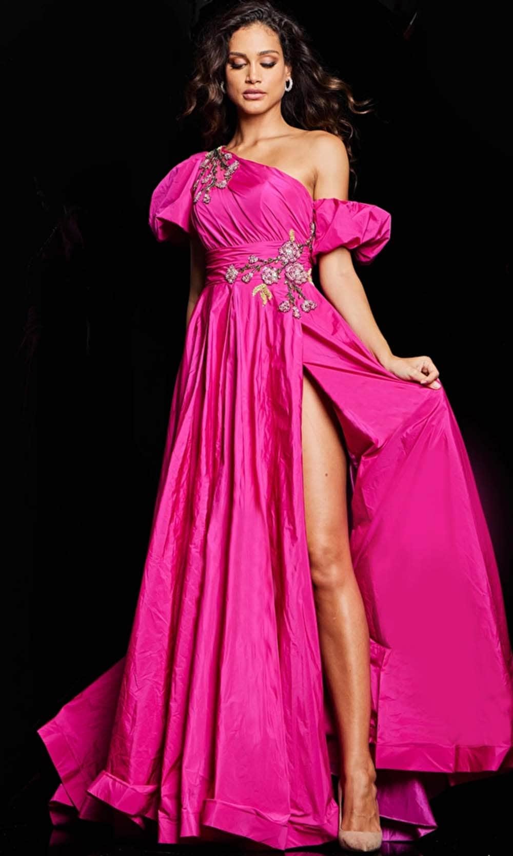 Jovani 36872 - Beaded One Shoulder Gown - view 4