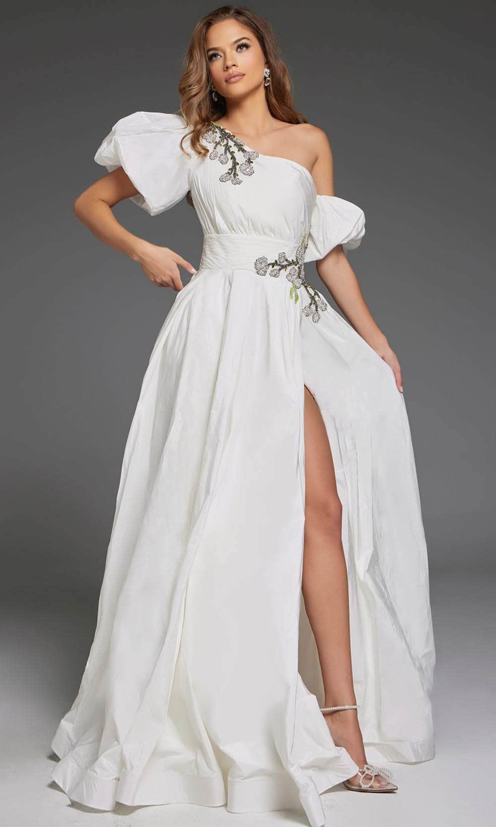 Jovani 36872 - Beaded One Shoulder Gown - back view