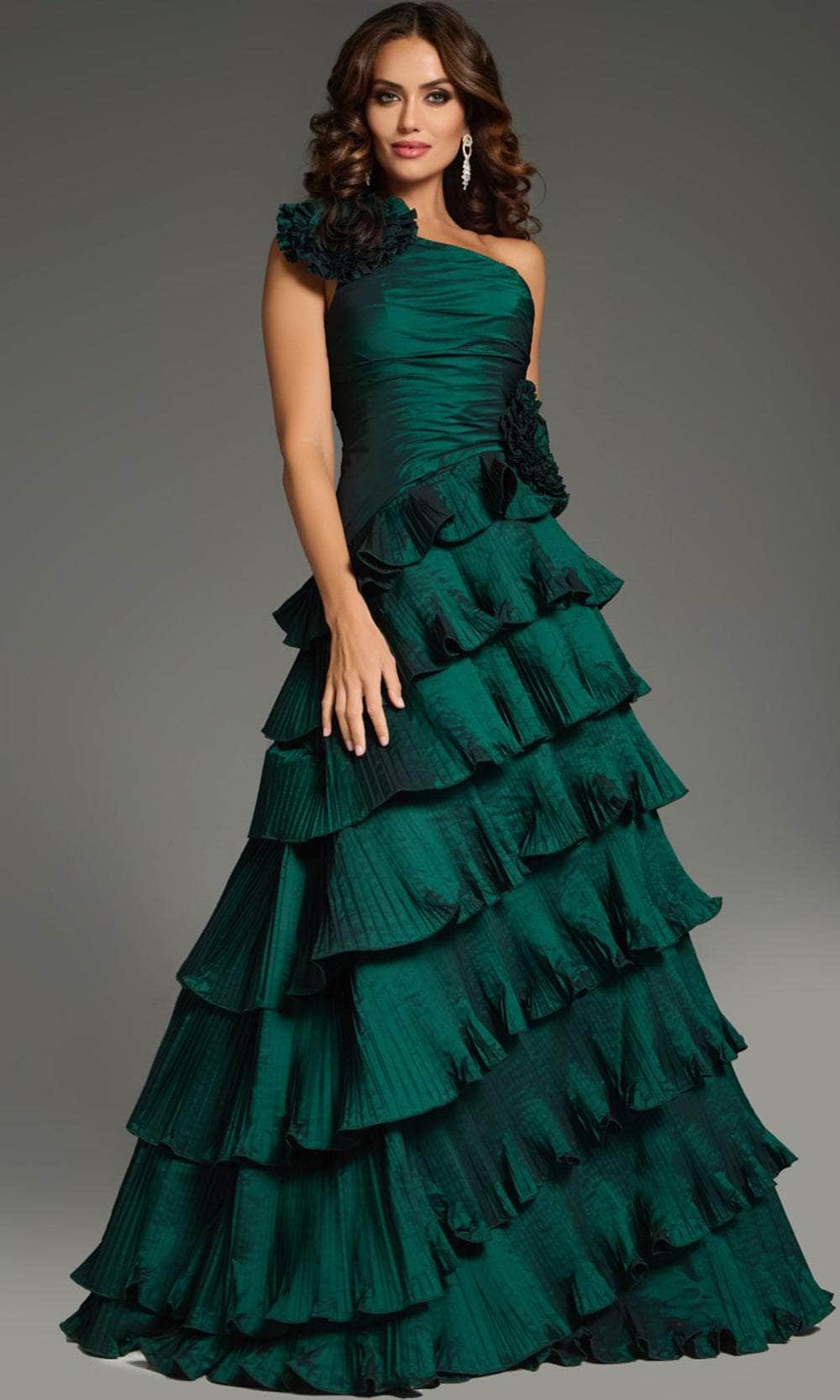 Jovani 37065 - One-Shoulder Floral Appliques Prom Gown - designer prom dress at Silhouette Dresses