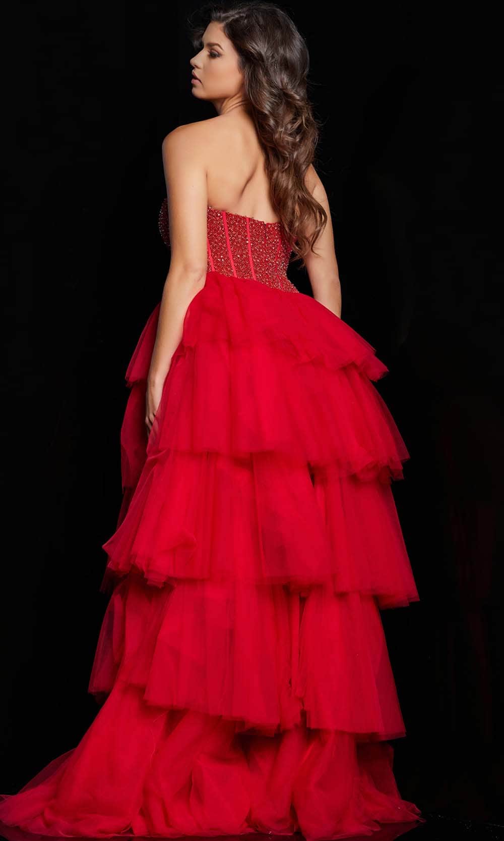 Jovani 37210 - Straight Across Ruffled Ballgown - detail view