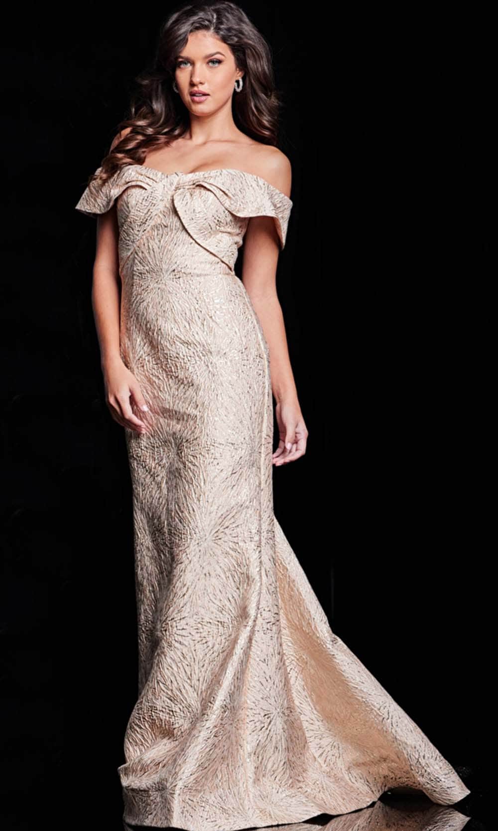 Jovani 37394 - Jacquard Mermaid Evening Gown - back view