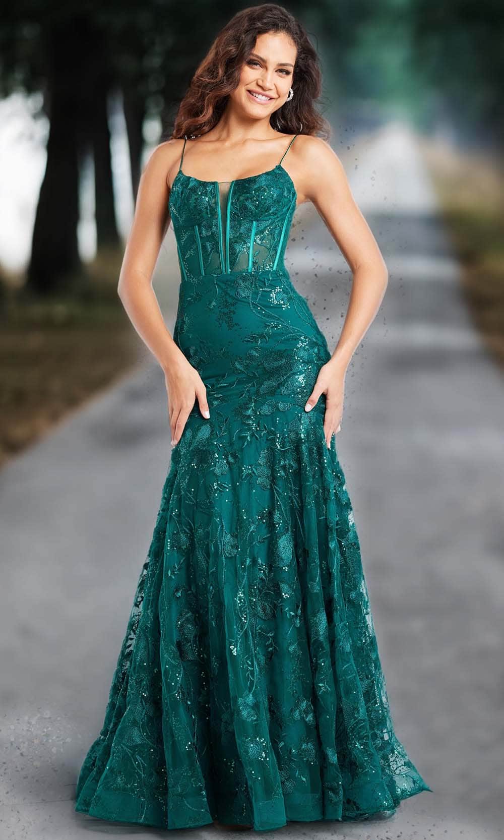 Jovani 38004 - Floral Embroidered Prom Gown - designer prom dress at Silhouette Dresses