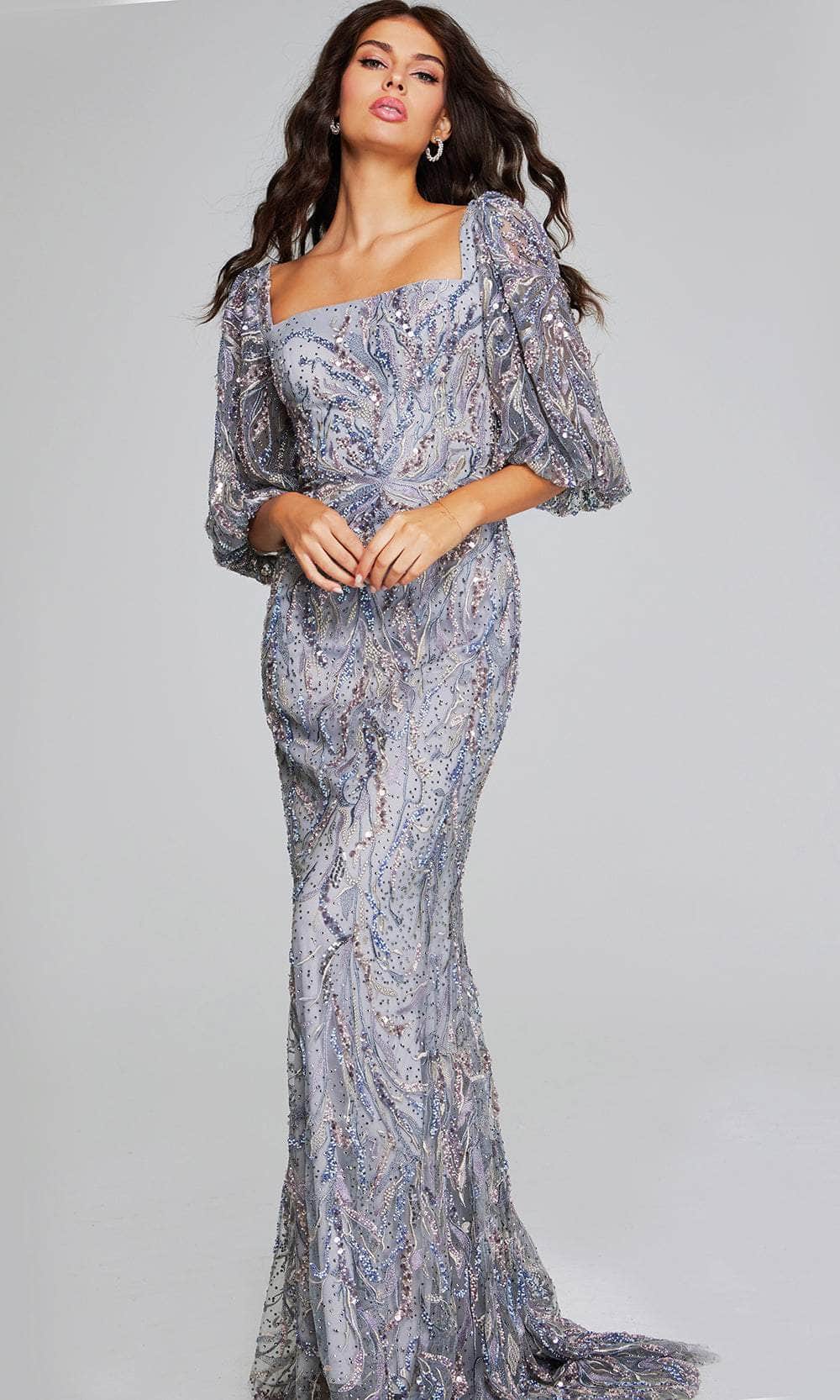 Jovani 38110 - Square Neck Embellished Evening Gown - designer evening gown at Silhouette Dresses