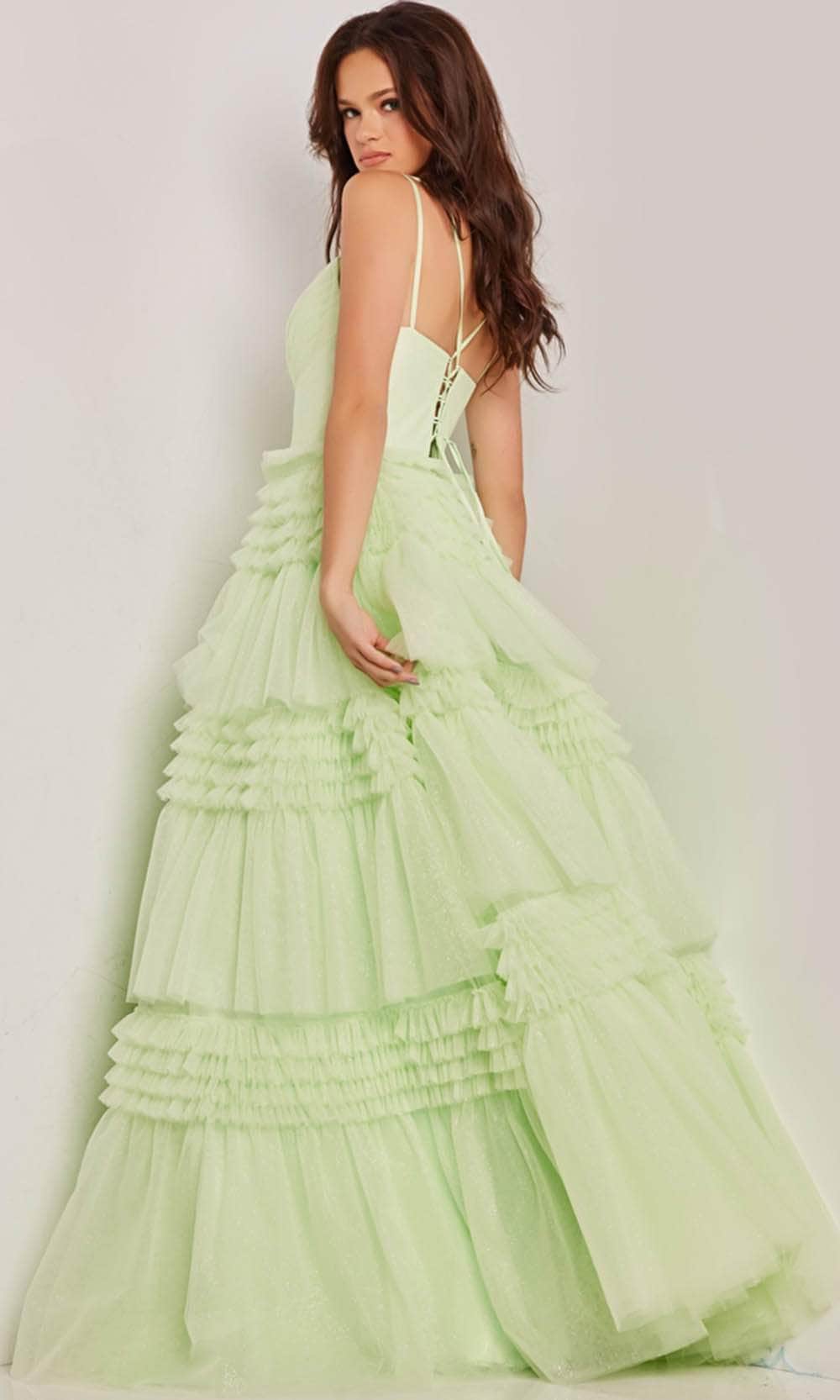 Jovani 38477 - Inset Tiered A-line Gown - back view