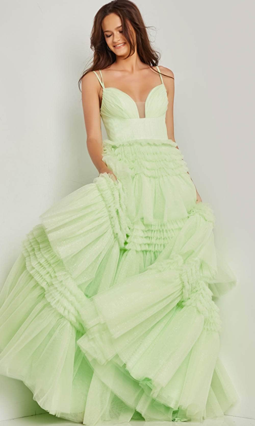 Jovani 38477 - Inset Tiered A-line Gown - view 4