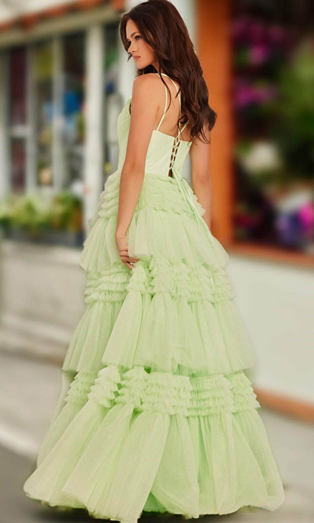 Jovani 38477 - Inset Tiered A-line Gown - view 6