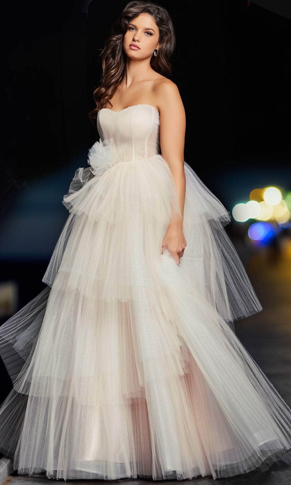 Jovani 38537 - Corset Tiered Off Shoulder Gown - designer ball gown at Silhouette Dresses