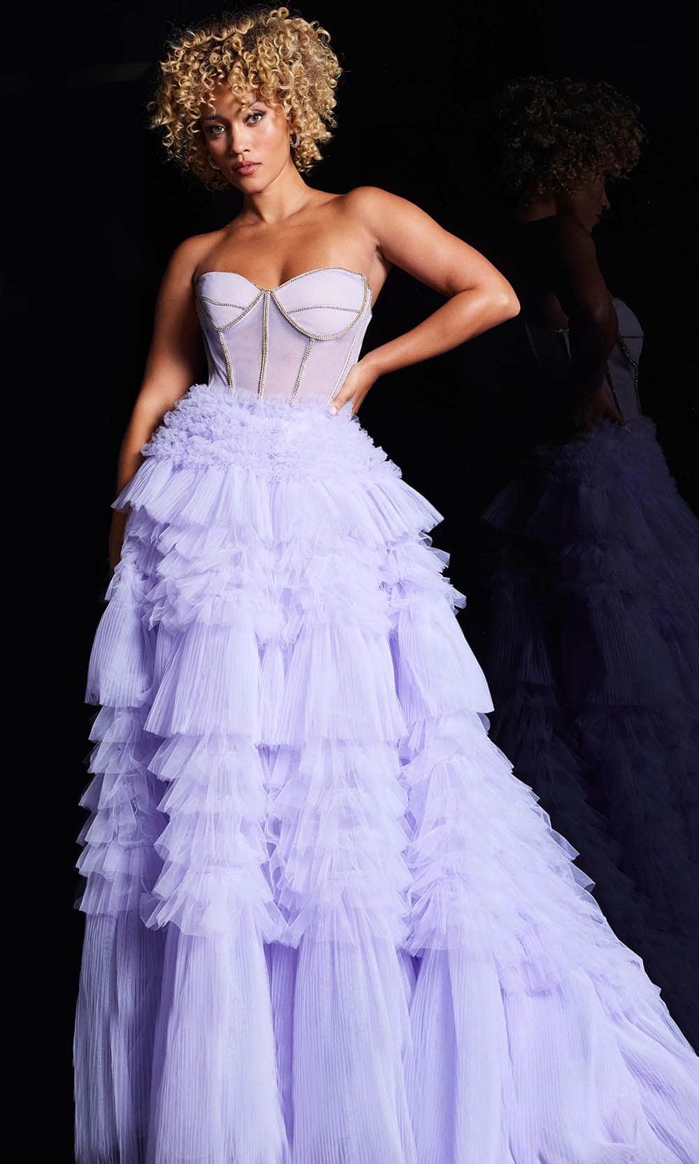 Jovani 38539 - Sweetheart Tiered Ballgown - detail view