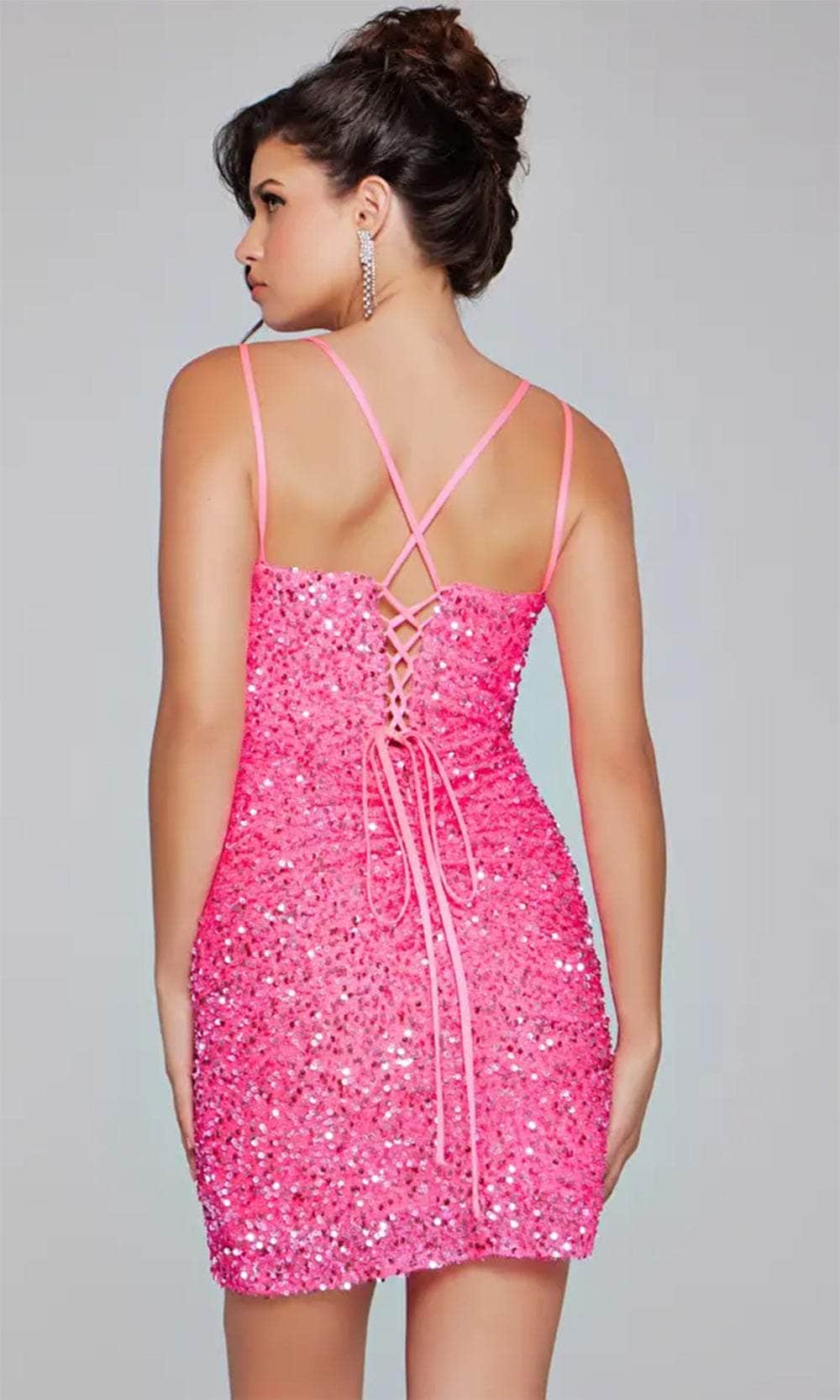 Jovani 39630 - Sequin V-Neck Cocktail Dress - view 4