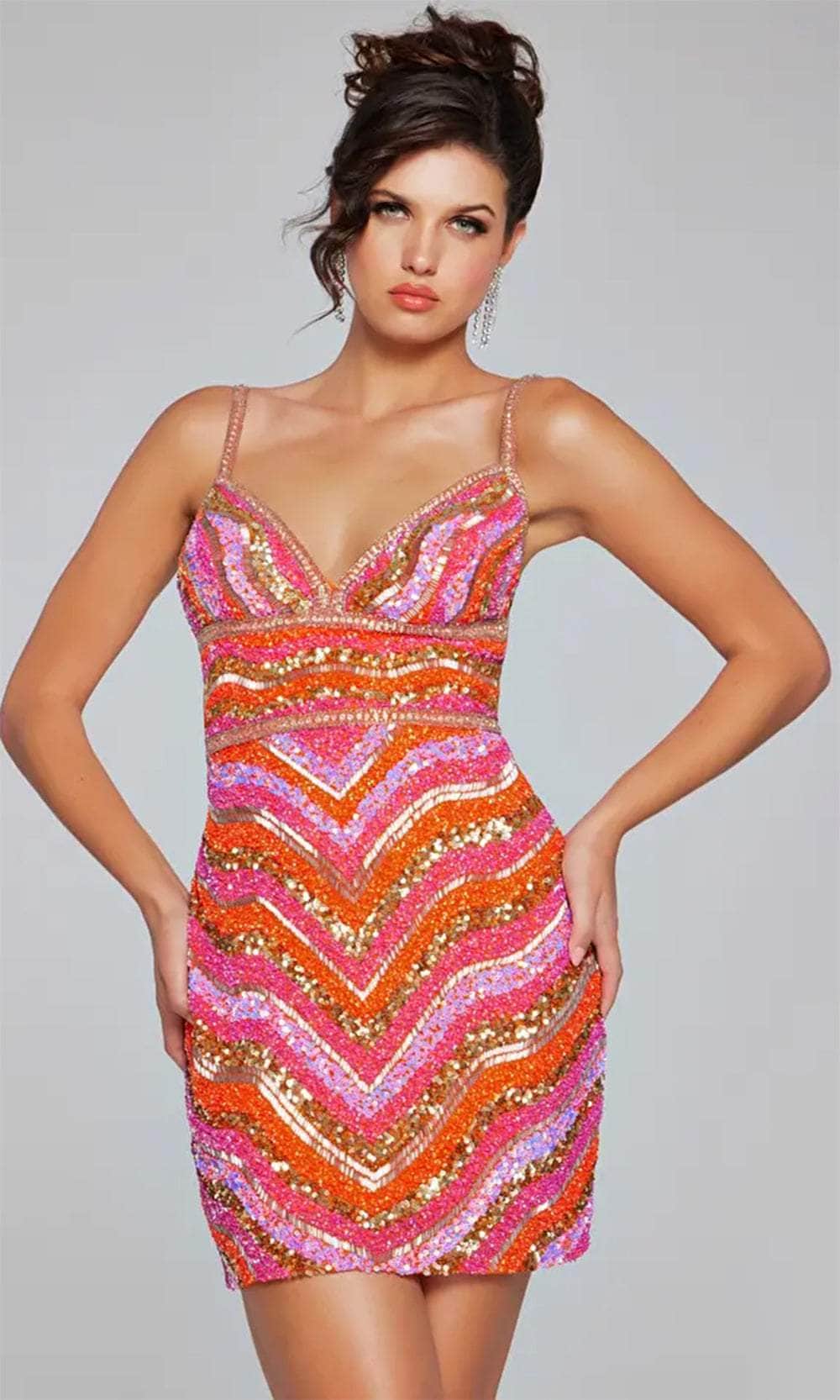 Jovani 39903 - V-Neck Empire Waist Cocktail Dress - designer cocktail dress at Silhouette Dresses