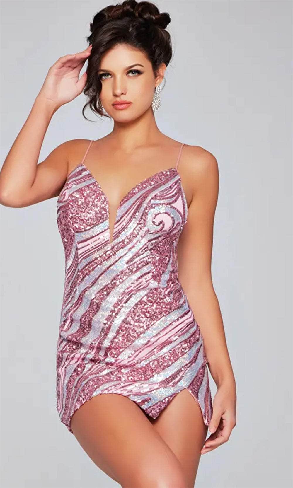 Jovani 39934 - Sequin Pattern Cocktail Dress - detail view