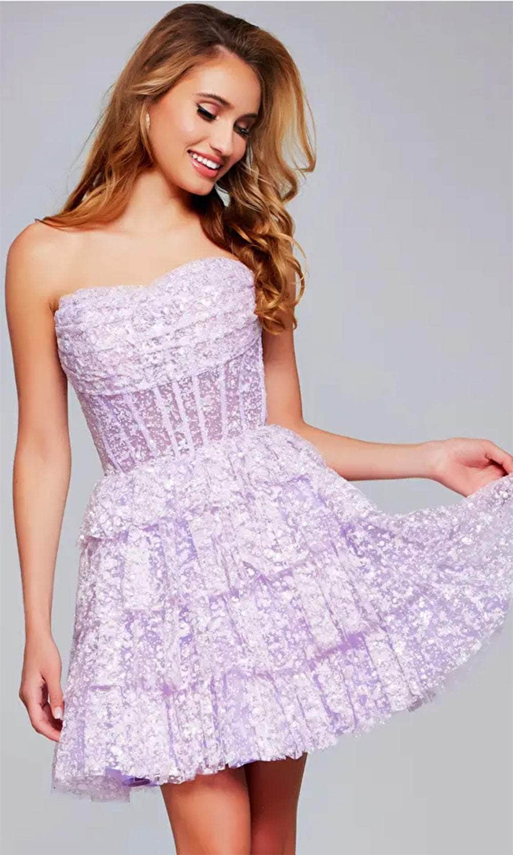 Jovani 40030 - Strapless Sheer Corset Cocktail Dress - back view