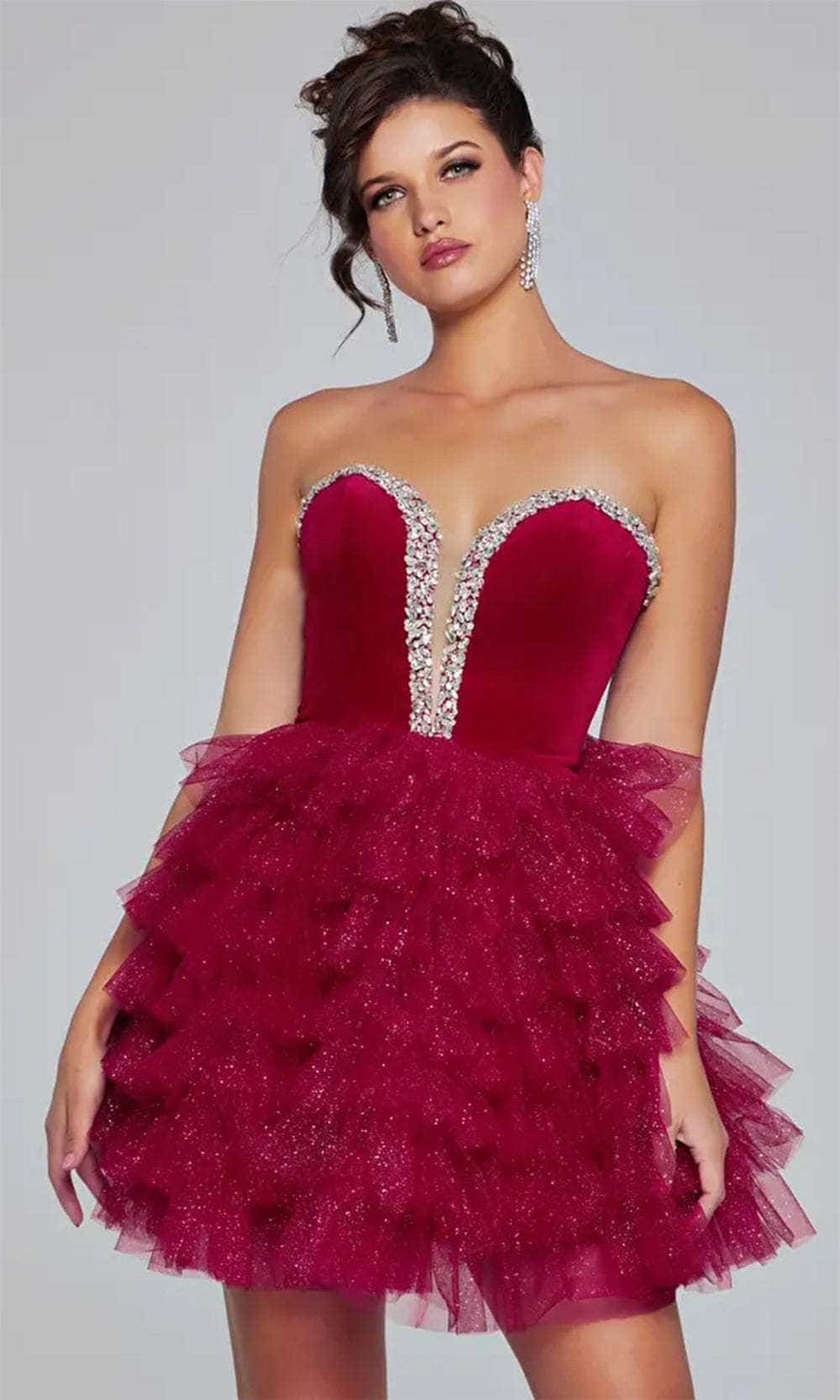 Jovani 40352 - Bejeweled Velvet Cocktail Dress - view 7