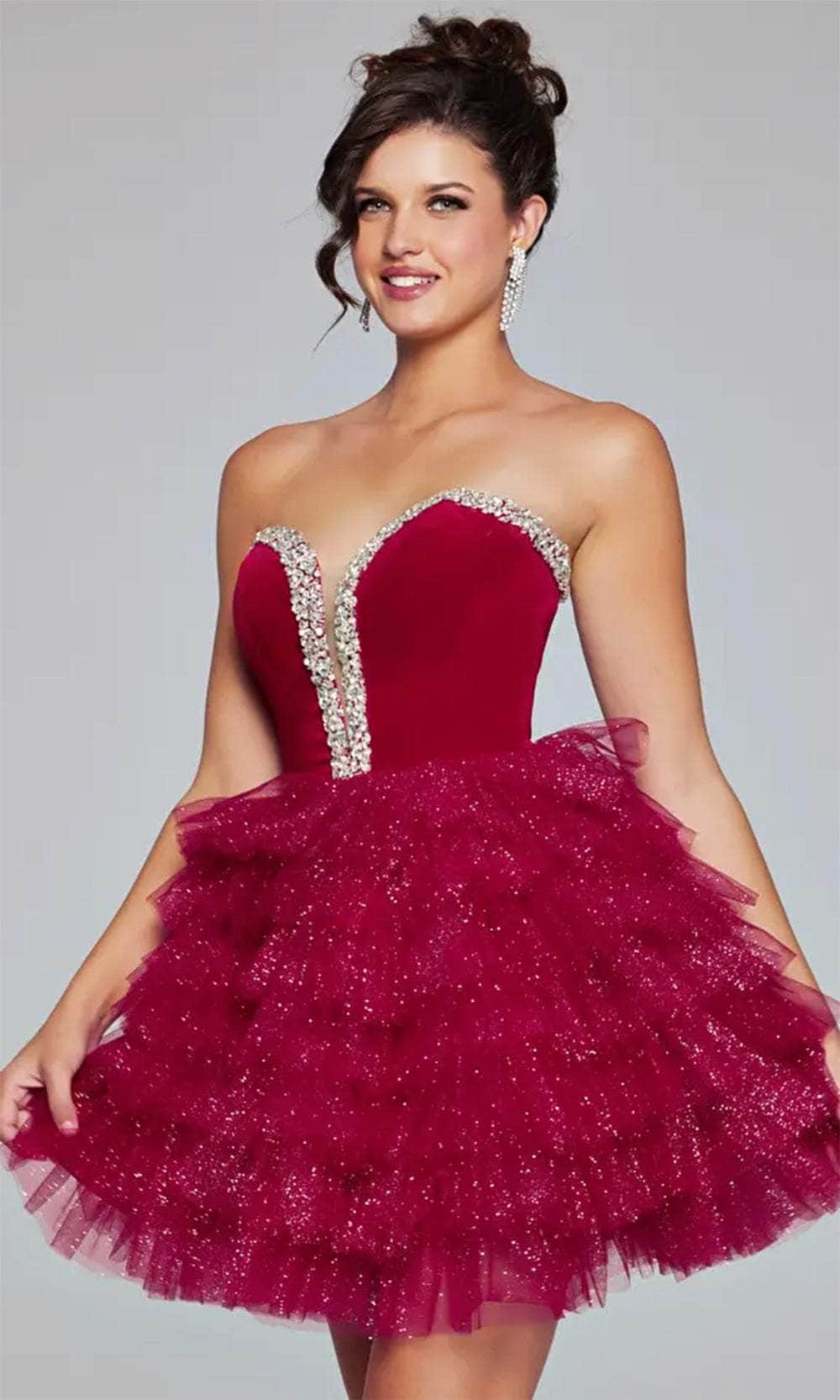 Jovani 40352 - Bejeweled Velvet Cocktail Dress - view 8