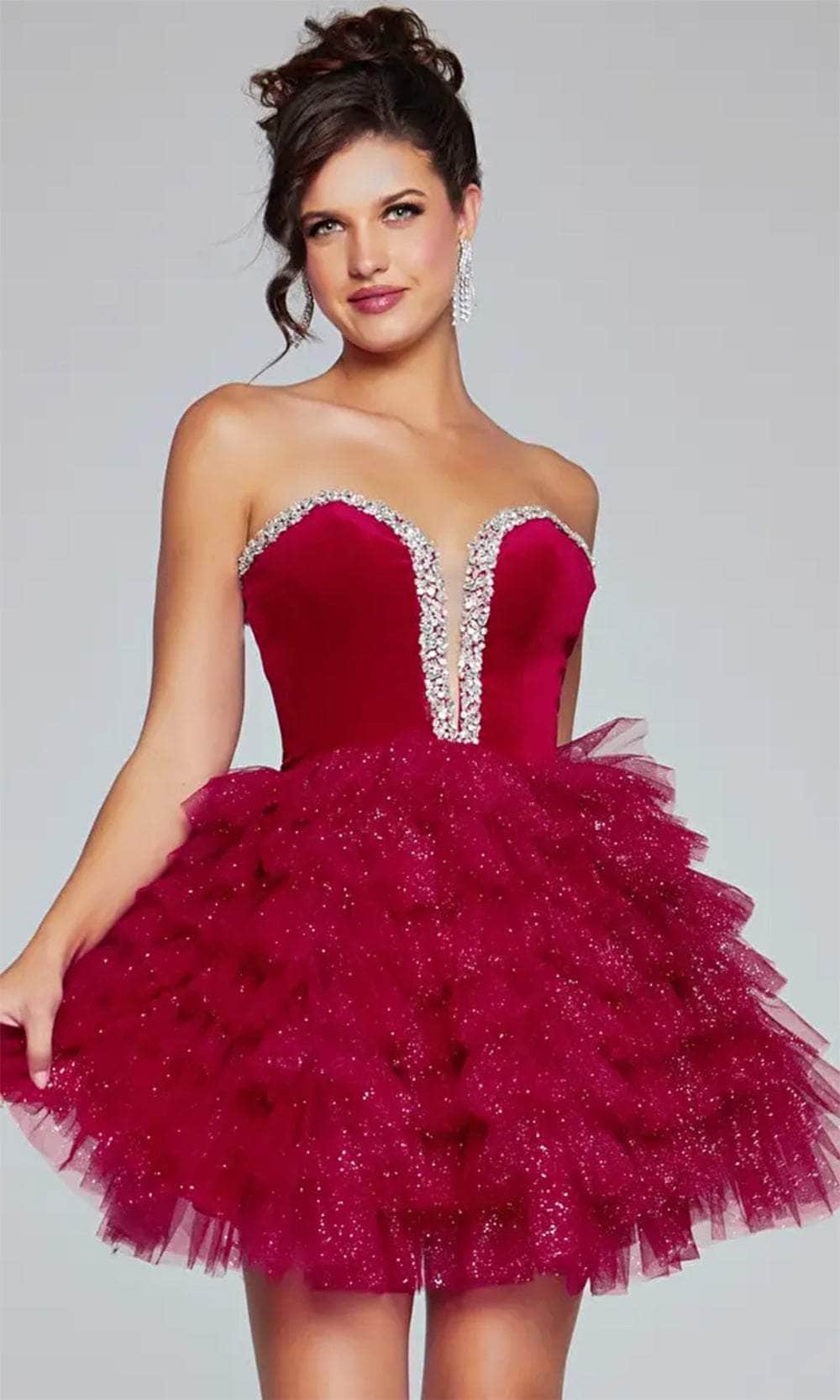 Jovani 40352 - Bejeweled Velvet Cocktail Dress - view 4