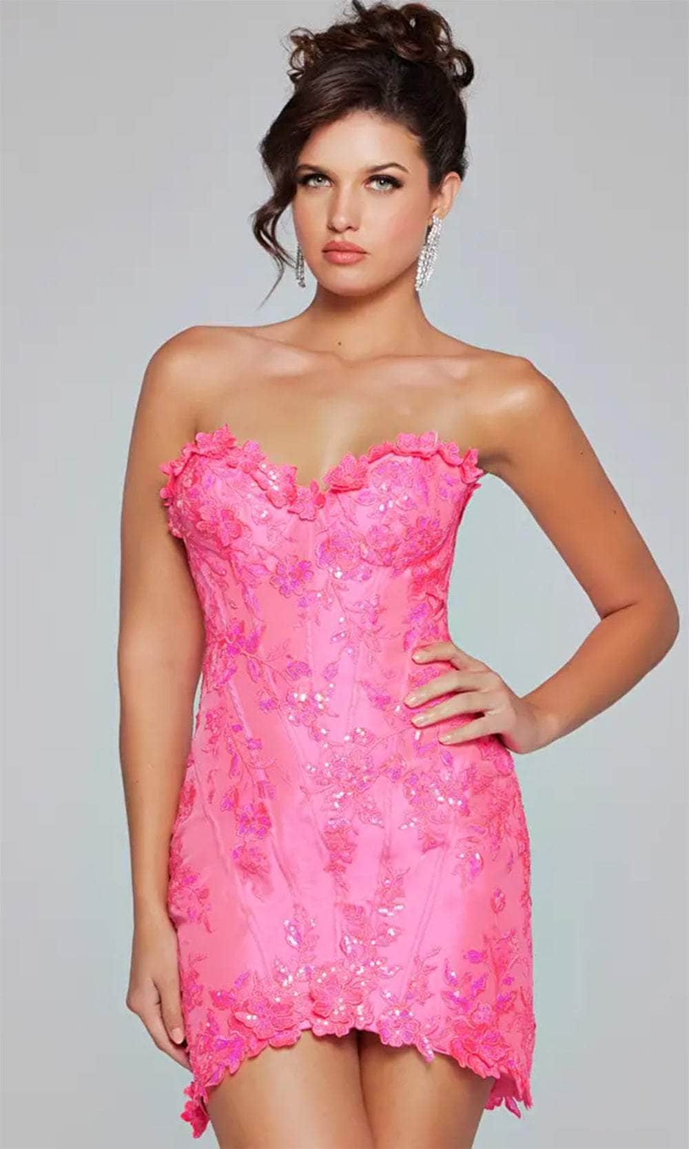 Jovani 40380 - Floral Appliqued Sweetheart Cocktail Dress - designer homecoming dress at Silhouette Dresses