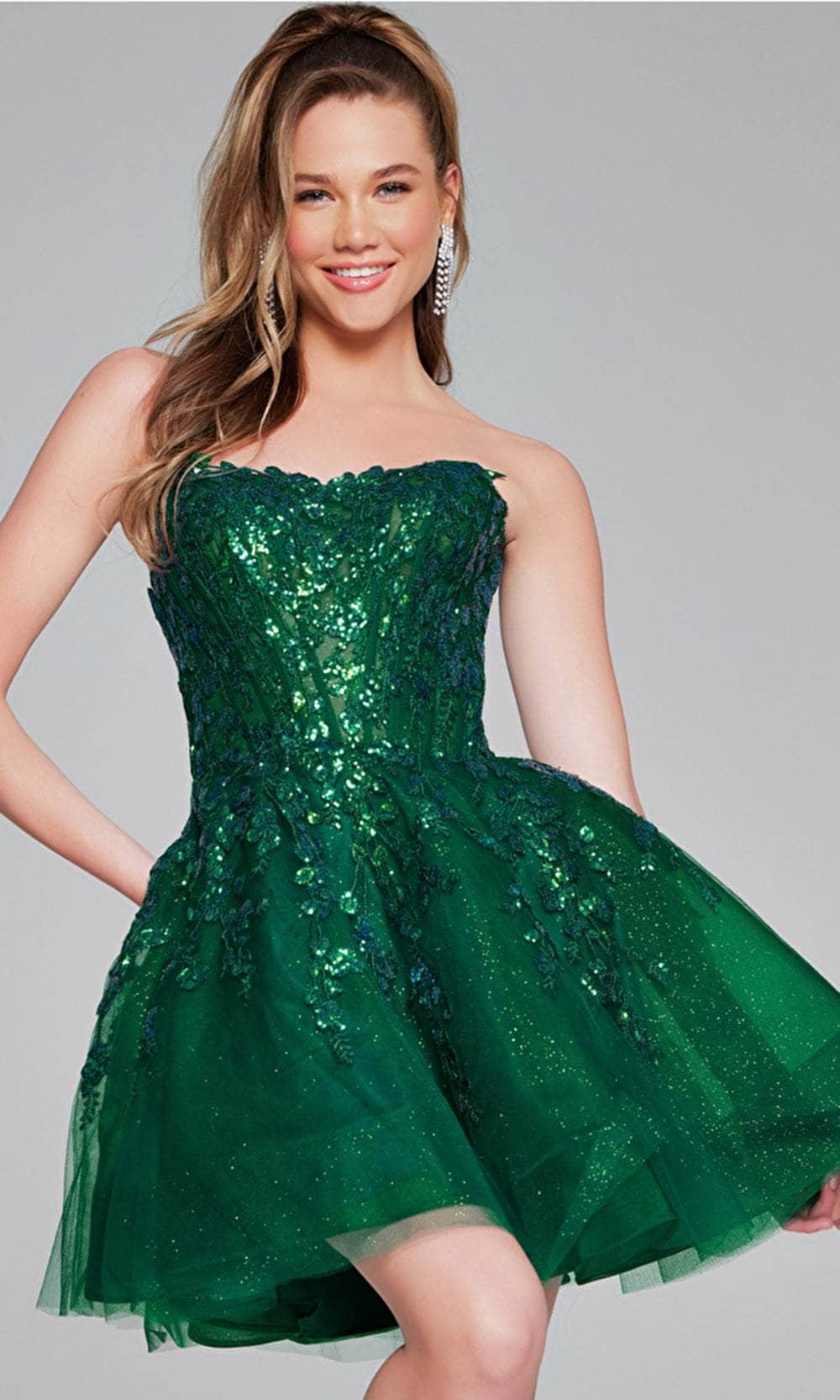 Jovani 40385 - Strapless Embroidered Cocktail Dress - designer homecoming dress at Silhouette Dresses
