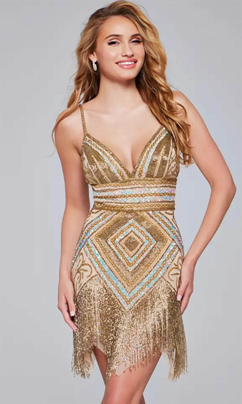 Jovani 41101 - Sleeveless Fringed Hem Cocktail Dress - designer cocktail dress at Silhouette Dresses