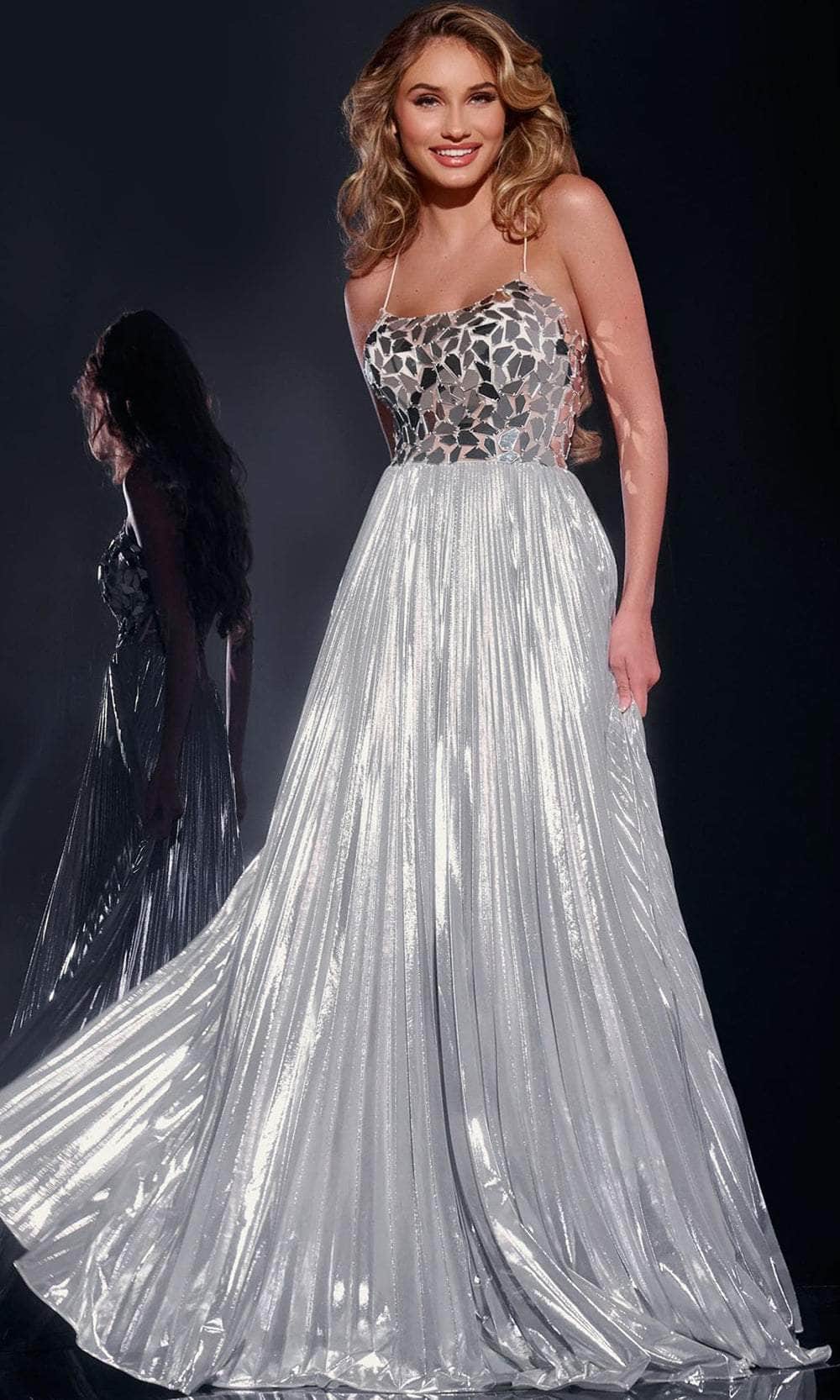 Jovani 41117 - Metallic Pleated Prom Dress - designer prom dress at Silhouette Dresses