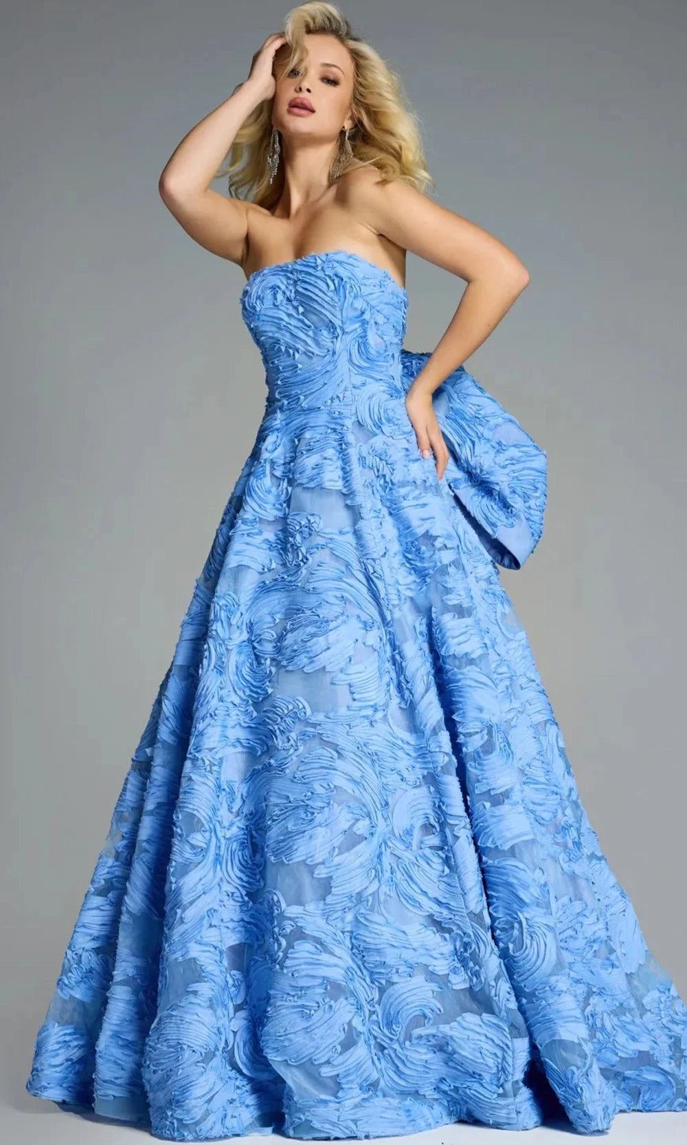Jovani 44114 - Strapless Ballgown with 3D Texture - detail view